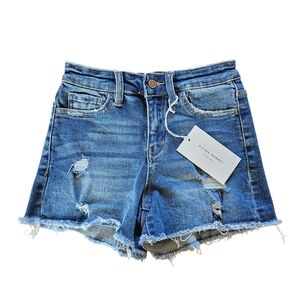 Flying Monkey Black Label High Waisted Raw Hem Cut Off Denim Shorts Size
